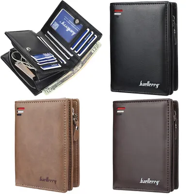 Mens Wallet Multi Card Holder Bifold Wallet With Zipper Short Men Leather Wallet • $10.28