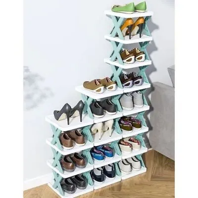$32.99 • Buy Shoe Rack 5-7Tier DIY Narrow Stckable Free Standing Shoes Storage Tall Organizer