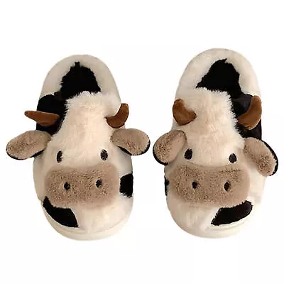 Luffy Cow Slippers Animal Fuzzy Slides For Women Non Slip Memory Foam Fluffy • $18.02