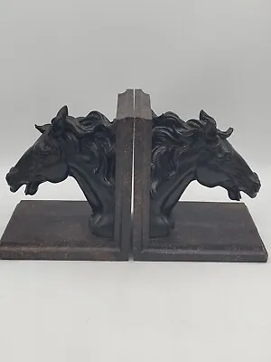 Horse Head Equestrian Bookends Book Ends Vintage Wild Horses • £86.30