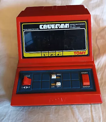 VINTAGE RETRO HANDHELD ELECTRONIC GAME TOMY CAVEMAN Fully Working Few Scratches • £25.99