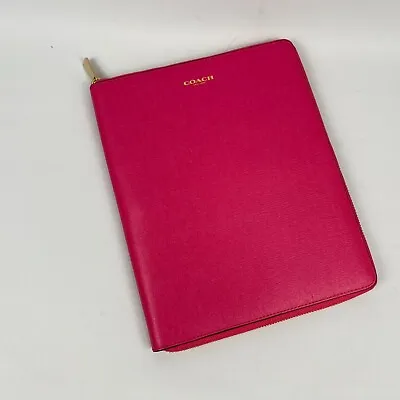New Coach IPad Case Cover Zip Around Pink Gold Leather Tablet Filofax Travel • £64.99