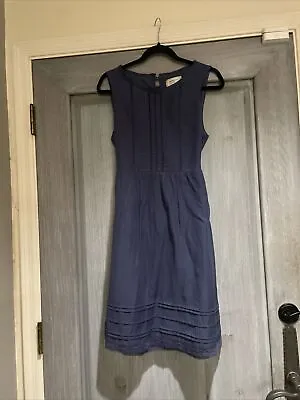Moulinette Soeurs Dress Size 6 Anthropologie Blue Pin-tuck Dotted Sleeveless • $30