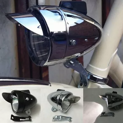 Vintage Bicycle Headlight Bike LED Front Fog Light Head Battery Chrome • $30.38