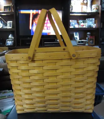 Longaberger Market Magazine Basket With Swing Handles - 15  X 11  - Signed 1998 • $56.69