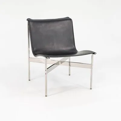 Gratz Industries Laverne TG-12 Sling Lounge Chair In Black Leather Chrome Frame • $5500