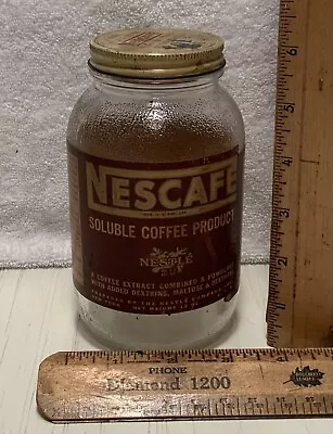 Vintage Nescafé Coffee Jar With Label And Lid.  Lot# T • $22