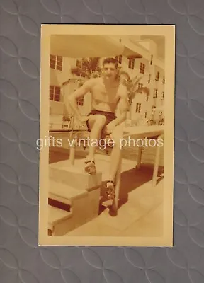 Original Vintage COLOR Photograph Man Posed At Swimming Pool C2045 • $6.56