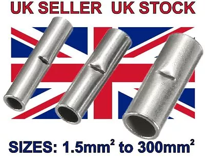 £2.39 • Buy Copper Tube Butt Splice Connector Terminals All Size Battery Welding Cable Crimp