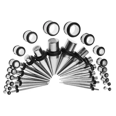 36 Pieces Metal Ear Gauge Taper Tunnel Plug Expander Stretching Piercing Kit Set • £11.14