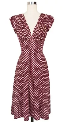 £55 • Buy Trashy Diva Wine Dots 1940s Dress Vintage Pinup Polka Red Xs Swing Collectif 50s