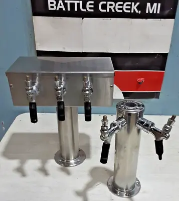 Lot Of 2 Chrome Finished Commercial Beer Tap Towers Total 5 Taps • $152.99