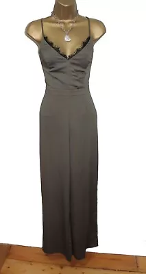 Lipsy Khaki Green Jumpsuit 14 Wide Leg Belted Sexy Cami Party Evening Occasion • £29.99