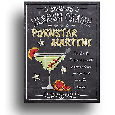 Pornstar Martini Cocktail Sign Metal Plaque Home Poster Decor Tiki Bar House Pub • £5.99