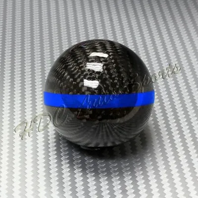 Real Carbon Fiber Ball Manual MT Gear Shift Shifter Knob W/Blue Stripe Universal • $23.99