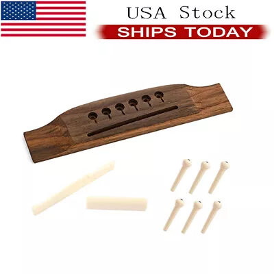 6 String Rosewood Acoustic Guitar Bridge Saddle Nut End Pins For Martin Style • $11.12