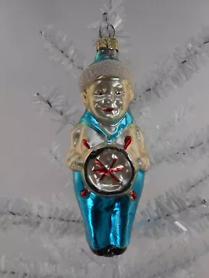 Vintage East Germany Glass Ornament Sailor Boy Blue Steering Wheel Marked GBR • $29.99