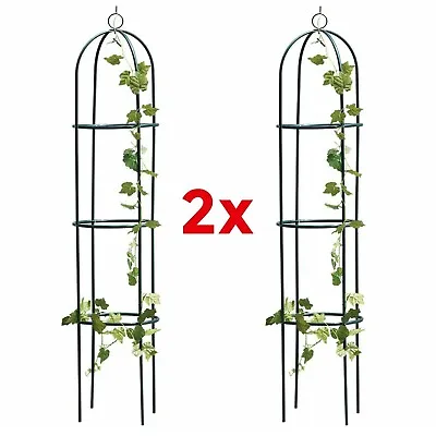 1.9m Outdoor Garden Metal Obelisk Climbing Plant Support Frame Trellis UK • £17.99