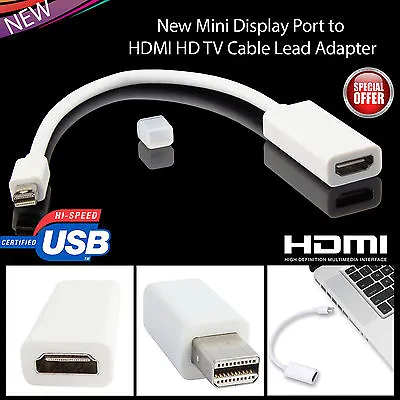 Mini Display Port DP Thunderbolt To HDMI HDTV Adapter For MacBook Apple Mac • £3.32