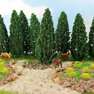 10pcs 15cm Model Pine Trees Green For O G Scale Railway Scenery Layout • $12.31