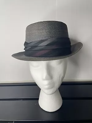 Vintage Pennys Marathon Tan Fedora Hat Made Of Imported Milan Size 7 Gray/Black • $99.99