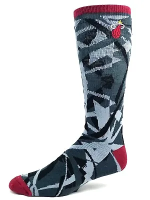 Miami Heat Gray Charcoal & Black Shatter Print Deuce Crew Socks • $6.99