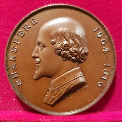 Canada Montreal McGill  William Shakespeare Tercentenary Medal 1864 AU/UNC • $450