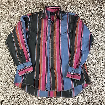 Vintage Wrangler Western Shirt Mens 16-34 Cowboy Cut Striped X Long Tails Aztec • $45