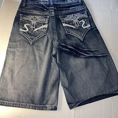 Brooklyn Express BKLYN Mens 34 Y2k Vintage 90s Baggy Denim Jean Shorts • $35