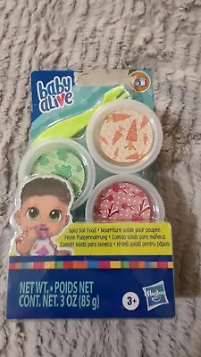 Baby Alive Doll Food.  3 Solid Foods Plus Fork. Package Damaged See Description  • $8.95