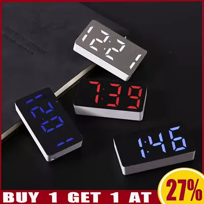 Mini LED Mirror Digital Display Electric Alarm Clock Table Desktop USB Powered • £5.36