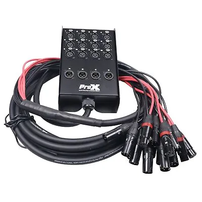 ProX XC-SB124XLR25 25' XLR Stage Extension Box With 12 XLR-F+4 XLR-M Snake Cable • $154.99