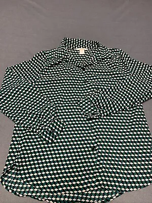 H&M Long Sleeve Shirt Women’s 2 Green White Block Design Green • $6.75