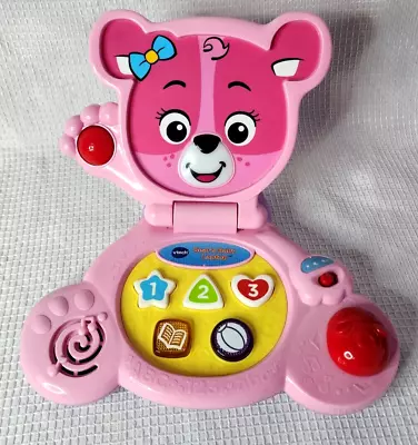 Vtech Bear's Baby Pink Laptop Interactive Toddler Learning Toy Shapes & Numbers • $16
