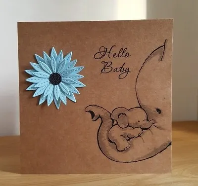 Handmade New Baby Boy Card Flower • £3.85