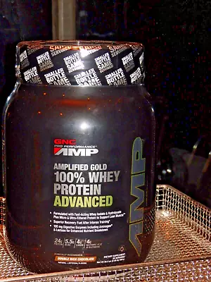 GNC Pro Performance Amp Gold 100% Whey Protein Chocolate 32.80 Oz. (New Sealed) • $49.99