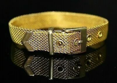 Gold Tone Mesh Belt Buckle Adjustable Bracelet Vintage • $9.99