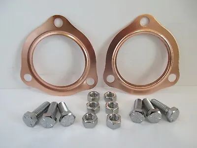 3  Copper Header Exhaust Collector Gaskets Reusable With Bolts 3.0  #7502kit • $21.95