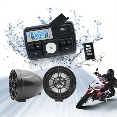 Motorcycle ATV UTV Bike FM Audio System Anti-theft AMP Speaker USB • $54.99