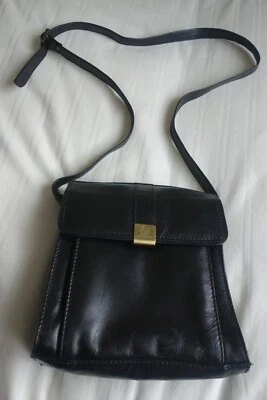 £1.50 • Buy USED VINTAGE 'JANE SHILTON' 8 Sq BLACK LEATHER ADJUSTABLE SHOULDER/CROSSBODY BAG