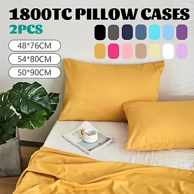 2Pack 1800TC Pillow Cases Hotel Quality Pillowcase Standard/European/Queen/King • $11.19