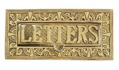 Brass Art Nouveau LETTERS Letter Box Cover – Antique Style Post Boxes Door Plate • £47.45