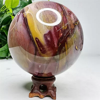 87.8MM 2LB Natural Mookaite Sphere Quartz Crystal Ball Healing Reiki Gift+Stand  • $126.99