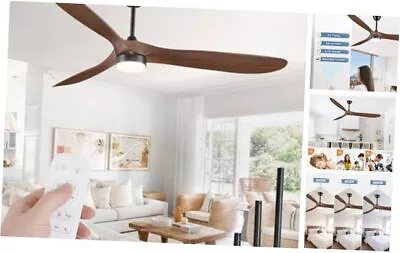  70 Inch Outdoor Ceiling Fan，Large Modern Ceiling Fans With Lights Deep Walnut • $328.97