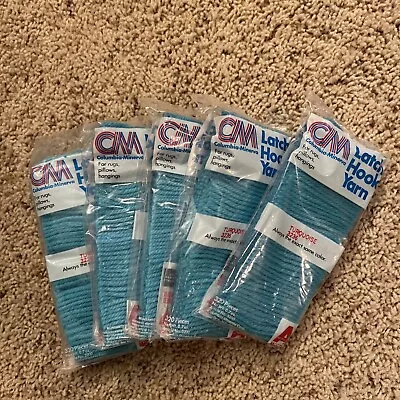 5 Pk CM Latch Hook Yarn Rugs Pillows Hangings TURQUOISE 3236 NEW • $4.99