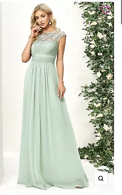 Ever Pretty Size 12 Mint Green Detailed Open Bac Long Dress Evening Wed Prom New • £22.99