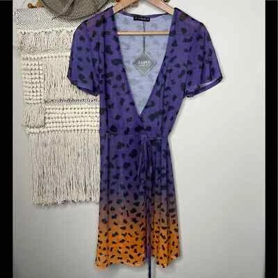 $29 • Buy Zaful Purple Orange Ombre Swim Cover Wrap Dress Medium