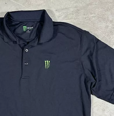 Official Monster Energy Drink Polo Golf Shirt Mens XL Black Performance EUC • $29.90