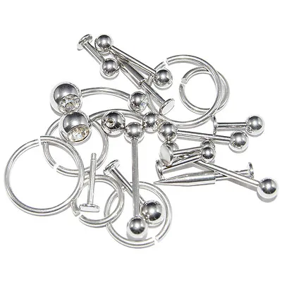 Wholesale Lot Of 20 Basic Mixed 14G Body Piercing Jewelry Surgical Steel • $17.02