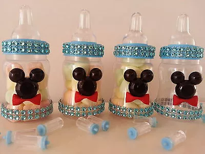 12 Mickey Mouse Fillable Bottles Baby Shower Boy Favors Prizes Games Decorations • $16.99